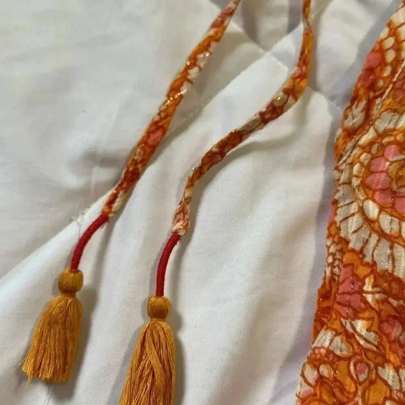 Anthropologie orange and pink sleeveless V neck blouse size small - Picture 4 of 6